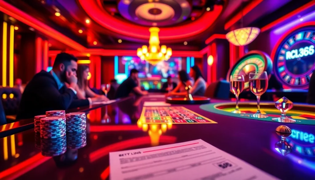 RR88 poker scene showcasing high-stakes betting with colorful chips.